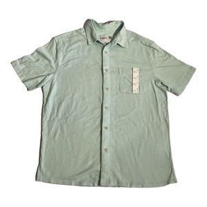 Goodfellow & Co Men's Medium  Short Sleeve Button-Down Aqua Green T-Shirt Polo